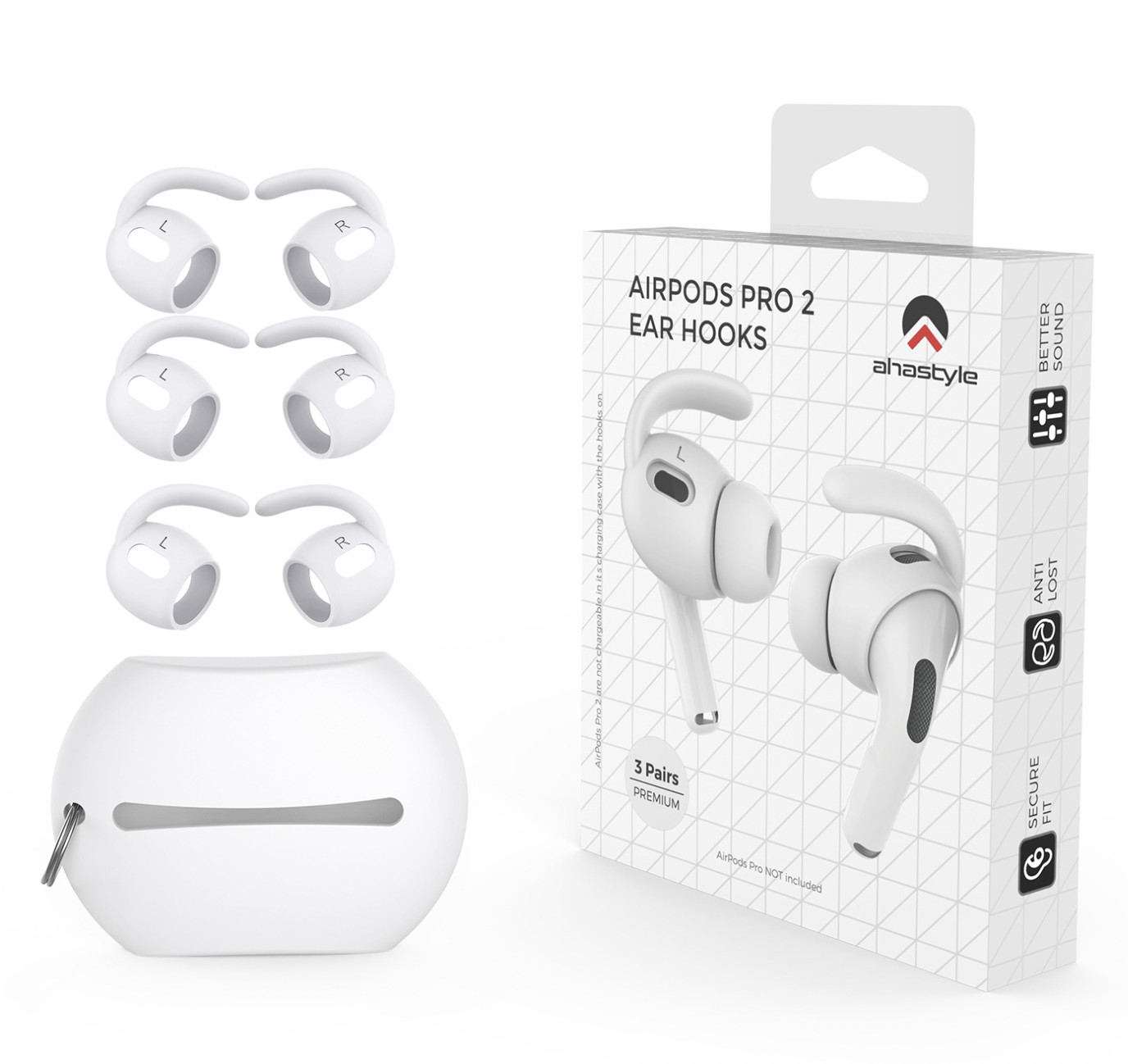 Đệm Cao Su Tai Nghe Airpods Pro Gen 2 AHastyle Có Móc Vành Tai (3 Size S/M/L)